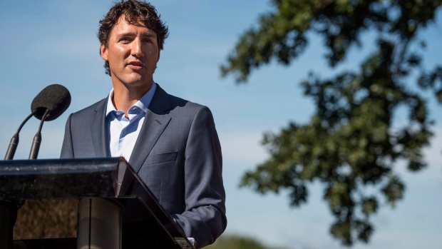 Justin Trudeau makes an announcement during an event in Bridgetown, N.S. on Tuesday, August 16, 2016