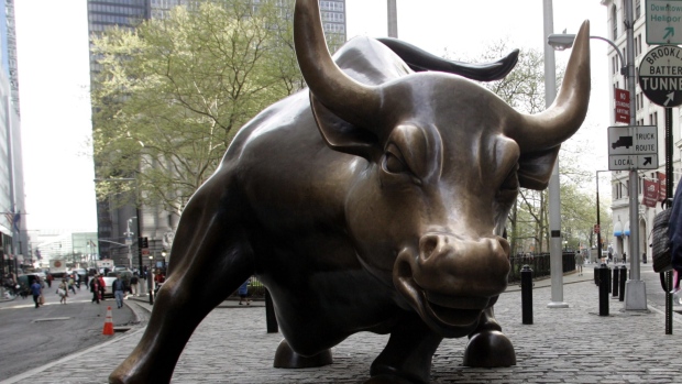 The statue of the bull on Wall Street in New York