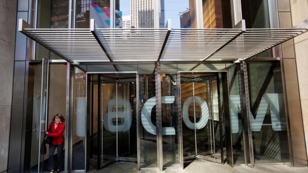 A woman exits the Viacom Inc. headquarters in New York April 30, 2013. 