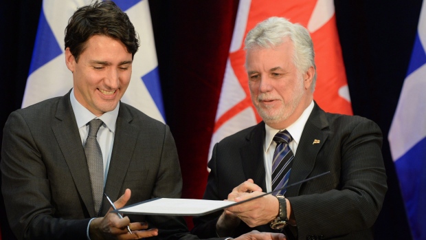 Prime Minister Justin Trudeau and the Premier of Quebec Philippe Couillard