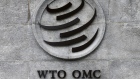 A World Trade Organization (WTO) logo on their headquarters in Geneva, Switzerland.