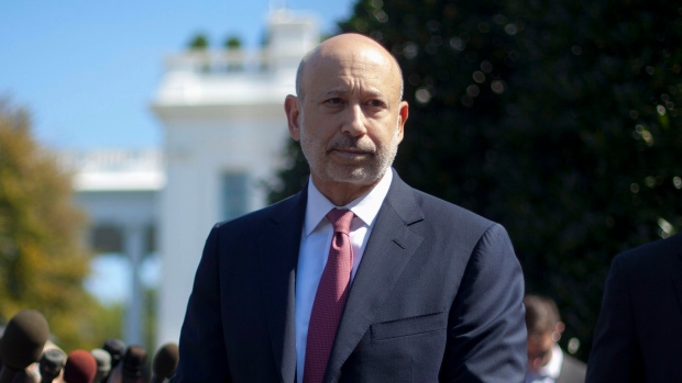 Goldman Sachs' Chairman and CEO Lloyd Blankfein speaks outside the West Wing in 2013
