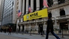 The Snapchat logo is seen on a banner outside the New York Stock Exchange in New York City.
