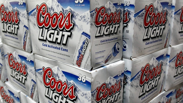 Coors Light is seen on display at Costco in Mountain View, Calif. 