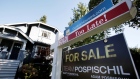  real estate for sale sign is pictured in front of a home in Vancouver, British Columbia, Canada