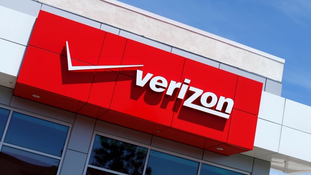 The Verizon logo is seen on one of their retail stores in San Diego, California