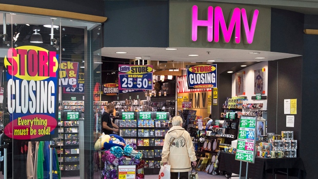 An HMV outlet is seen at the Mic Mac Mall in Dartmouth, N.S. on Friday, Feb. 24, 2017