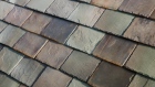 This photo provided by Tesla shows a detail of Tesla's new slate solar roof tiles