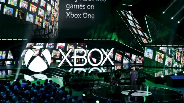 Phil Spencer, head of Xbox, announces backwards compatibility to play all Xbox 360 games on the Xbox One during game publisher Microsoft's Xbox media briefing before the opening day of the Electronic Entertainment Expo, or E3, in Los Angeles