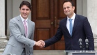 Canadian Prime Minister Justin Trudeau shakes hands with Irish Taoiseach, Leo Varadkar