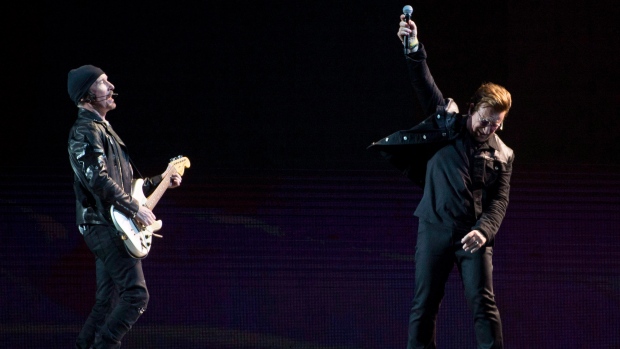 Irish rockers U2 kick off their world tour of the Joshua Tree in Vancouver, B.C., Friday, May 12, 20