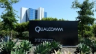 A Qualcomm sign is pictured at one of its many campus buildings in San Diego, California
