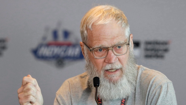 David Letterman speaks during a news conference at the Indianapolis Motor Speedway in Indianapolis