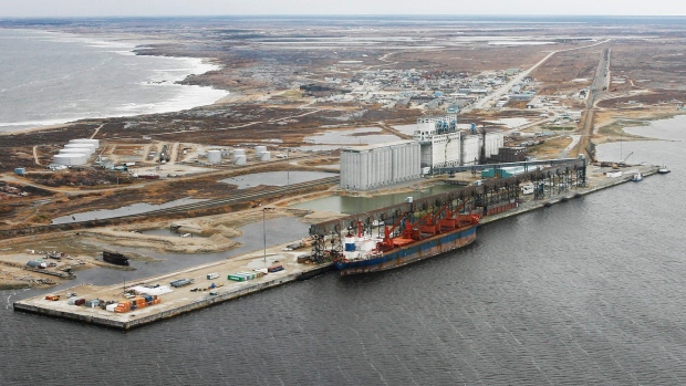 Aerial view of the port of Churchill, Manitoba