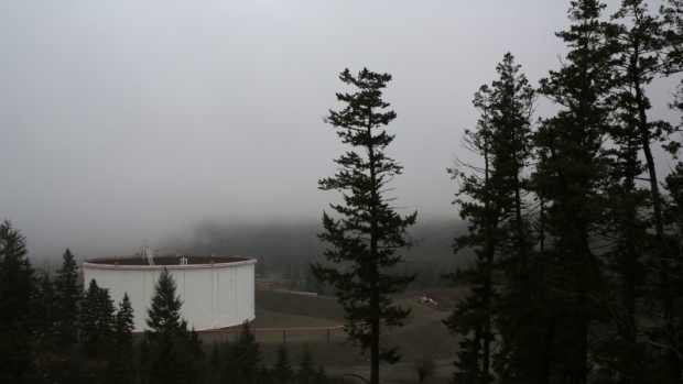 Kinder Morgan's Trans Mountain Pipeline terminal is seen in Kamloops, British Columbia