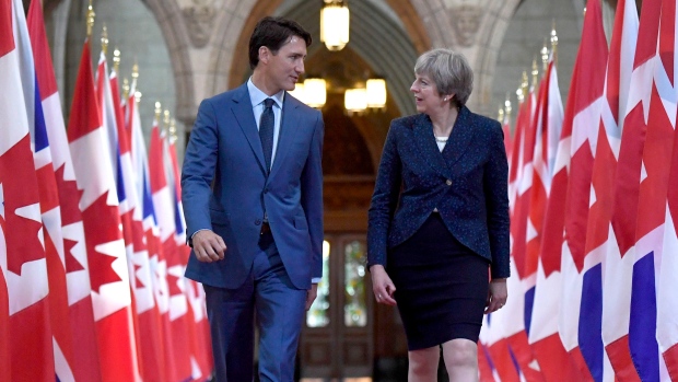Prime Minister Justin Trudeau and British Prime Minister Theresa May