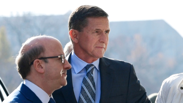 Former Trump national security adviser Michael Flynn arrives at federal court in Washington