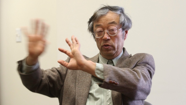 Dorian S. Nakamoto gestures during an interview on Thursday, March 6, 2014 in Los Angeles.