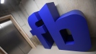 A giant logo is seen at Facebook's headquarters in London, Britain, December 4, 2017