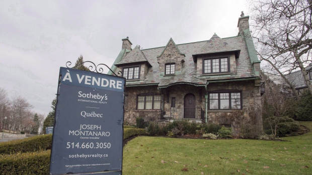 A house for sale at $3,395,000 in the Westmount suburb of Montreal is shown on December 11, 2015.