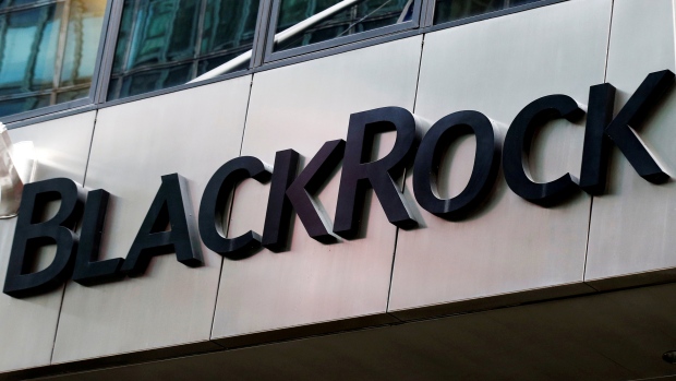The BlackRock logo is seen outside of its offices in New York City, U.S., October 17, 2016