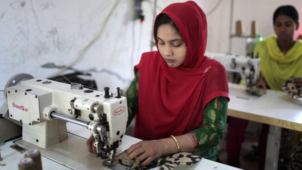 Bangladeshi garment workers in Savar, near Dhaka, Bangladesh, on April 20, 2015. 