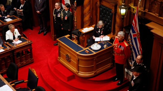 Lt.-Gov. Judith Guichon delivers the speech from the throne from the B.C. Legislative Assembly