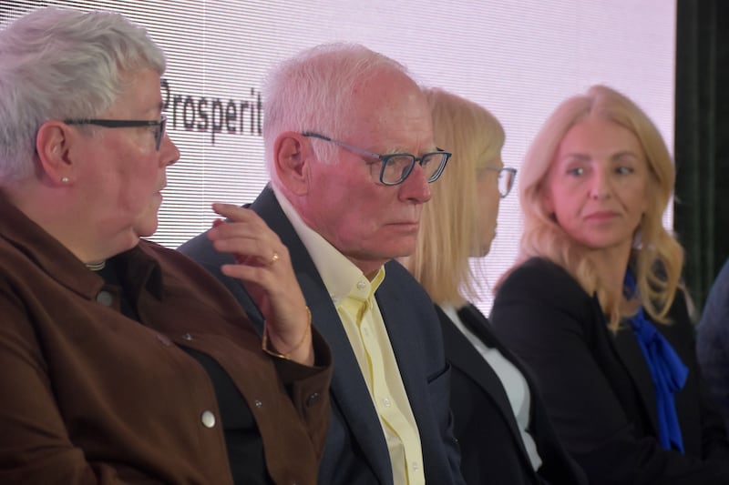Don Mills, chair of the Atlantic Economic Panel and president of the investment firm Crane Cove Holdings Ltd., listens during a question-and-answer period at an event in Riverview, N.B., Friday, Sept. 25, 2026. THE CANADIAN PRESS/Eli Ridder