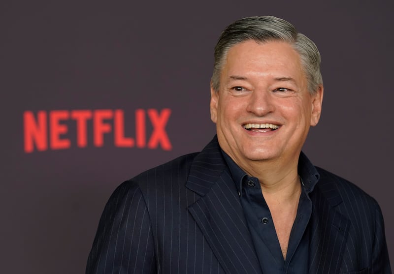 Netflix co-CEO Ted Sarandos poses at the premiere of the Netflix film "Good Grief" in Los Angeles on Dec. 19, 2023. (Chris Pizzello / AP Photo)