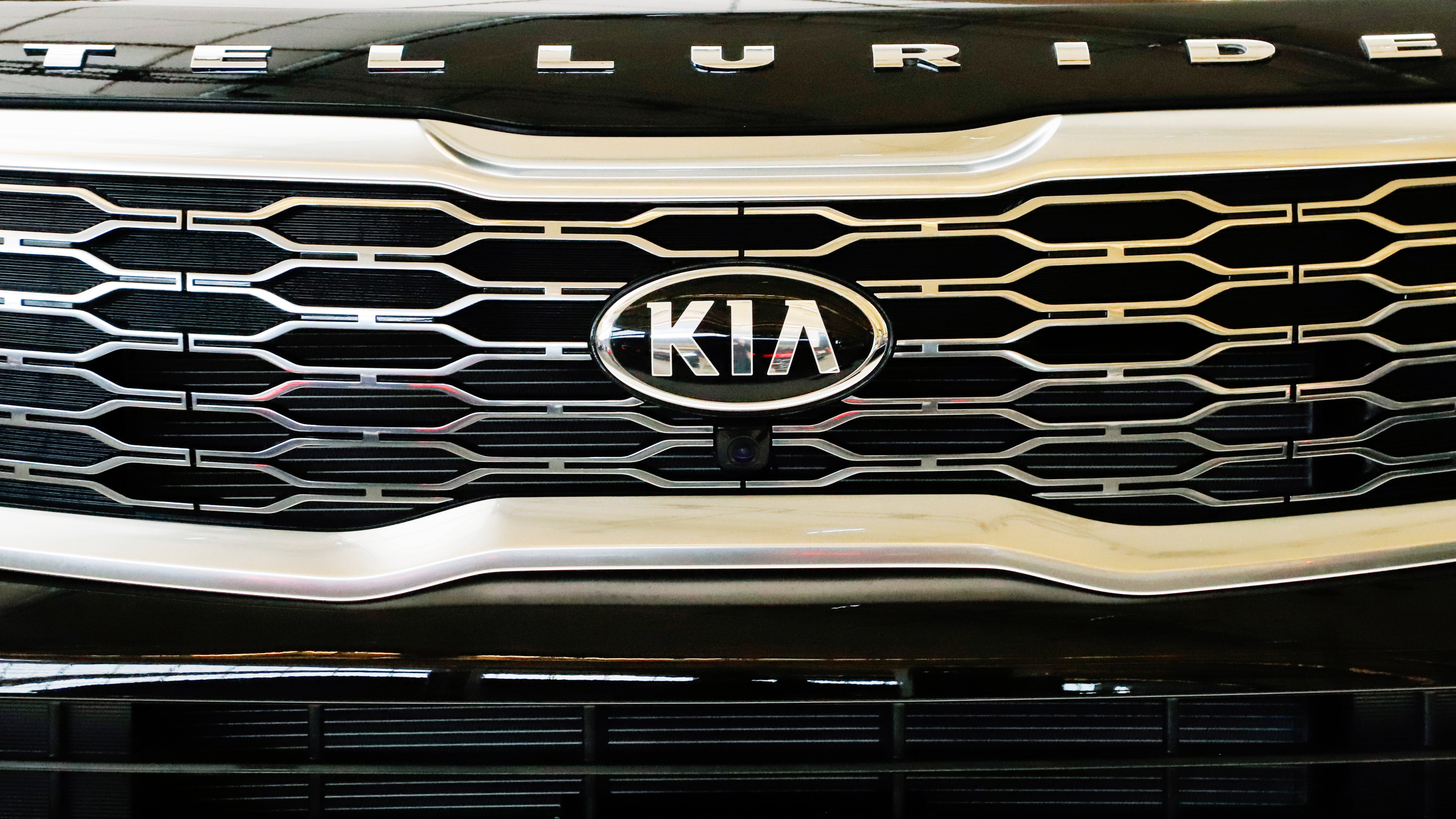The front grill on a 2020 Kia Telluride is on display at the 2019 Pittsburgh International Auto Show on Feb. 14, 2019. (Gene J. Puskar / AP Photo)