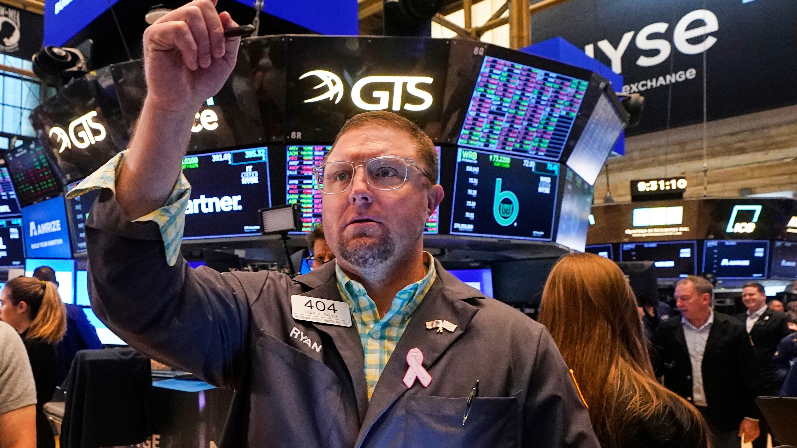 Trader Ryan Falvey works on the floor of the New York Stock Exchange, Monday, June 23, 2025. (AP Photo/Richard Drew)