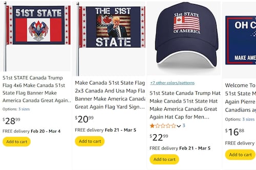 Think Canada should be a state? Flags, shirts and caps for sale on Amazon