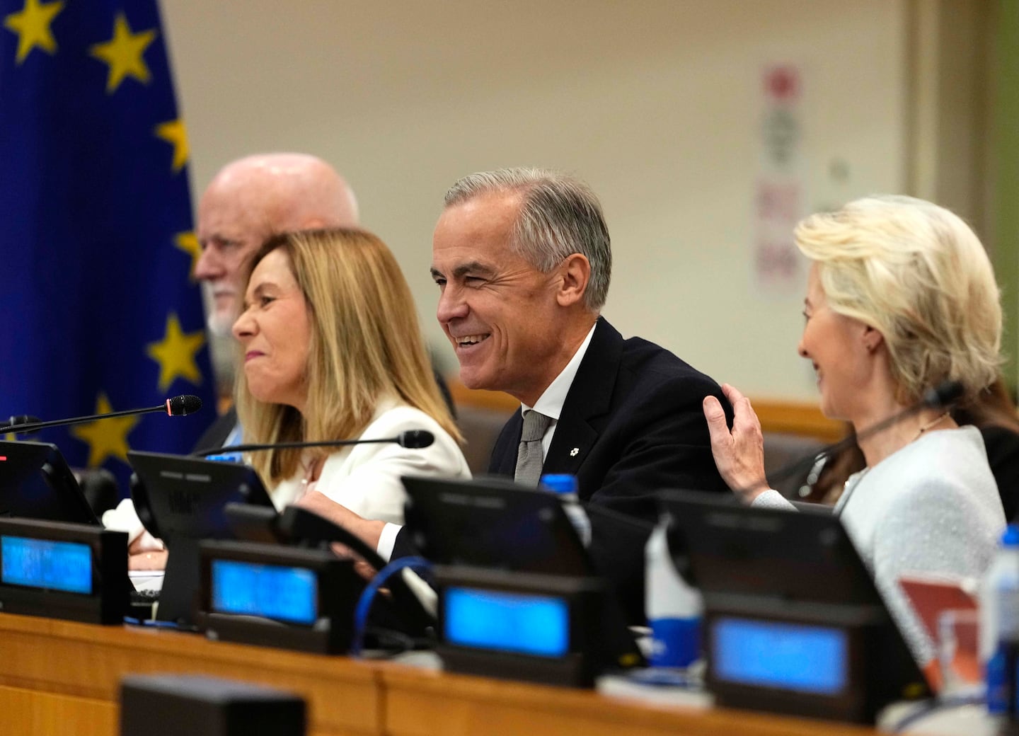 Mark Carney EU news Prime Minister Mark Carney and European Commission President Ursula von der Leyen, right, attend a high-level pledging event for the OceanEye International Alliance in support of the Global Ocean Observing System (GOOS), on the sidelines of the the United Nations General Assembly (UNGA) at the UN headquarters on Wednesday, Sept. 23, 2026. THE CANADIAN PRESS/Justin Tang