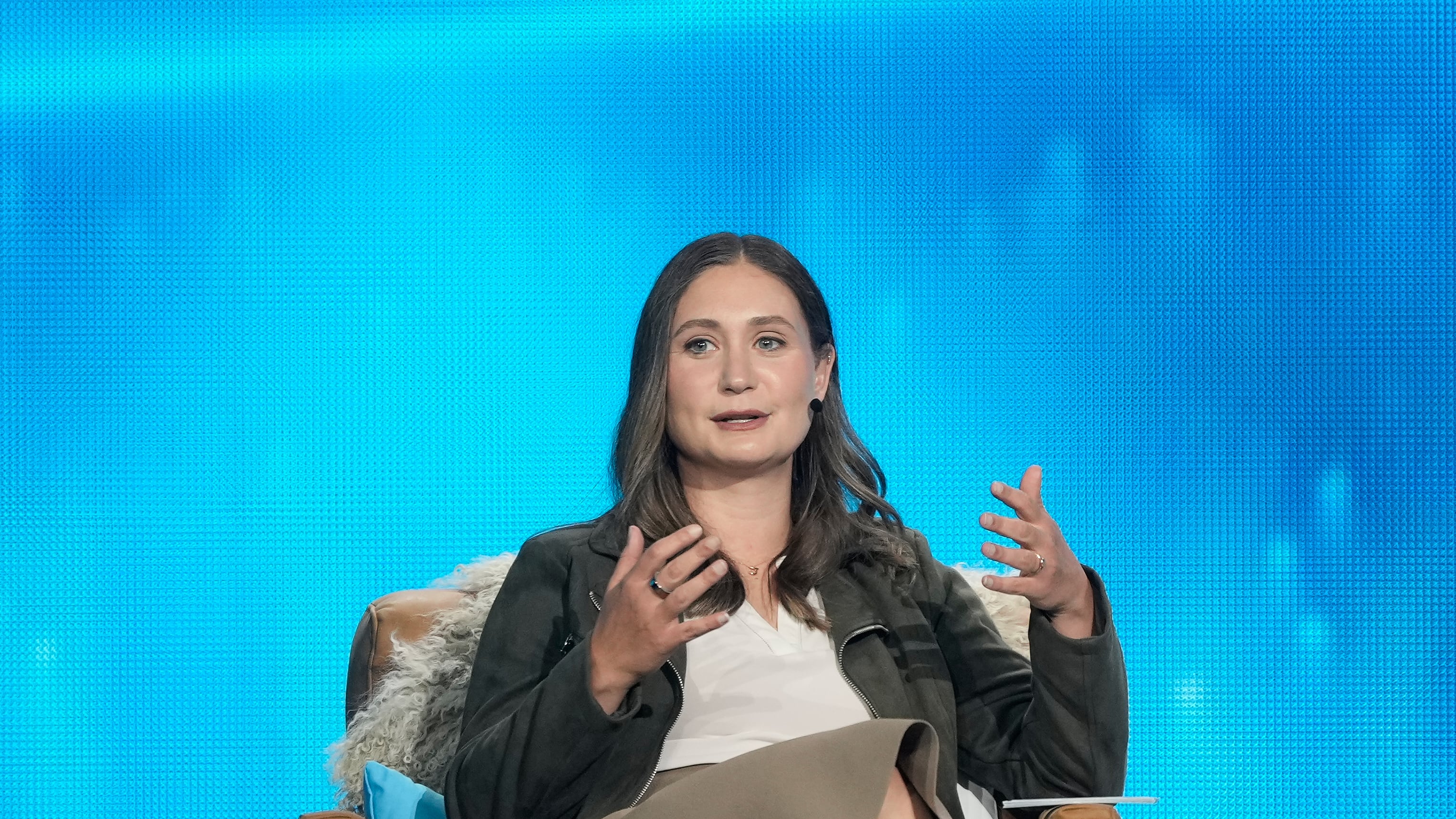 Anthropic co-founder and president Daniela Amodei speaks during the keynote presentaton at Snowflake Summit in San Francisco on June 1, 2026. (Jeff Chiu / AP Photo)