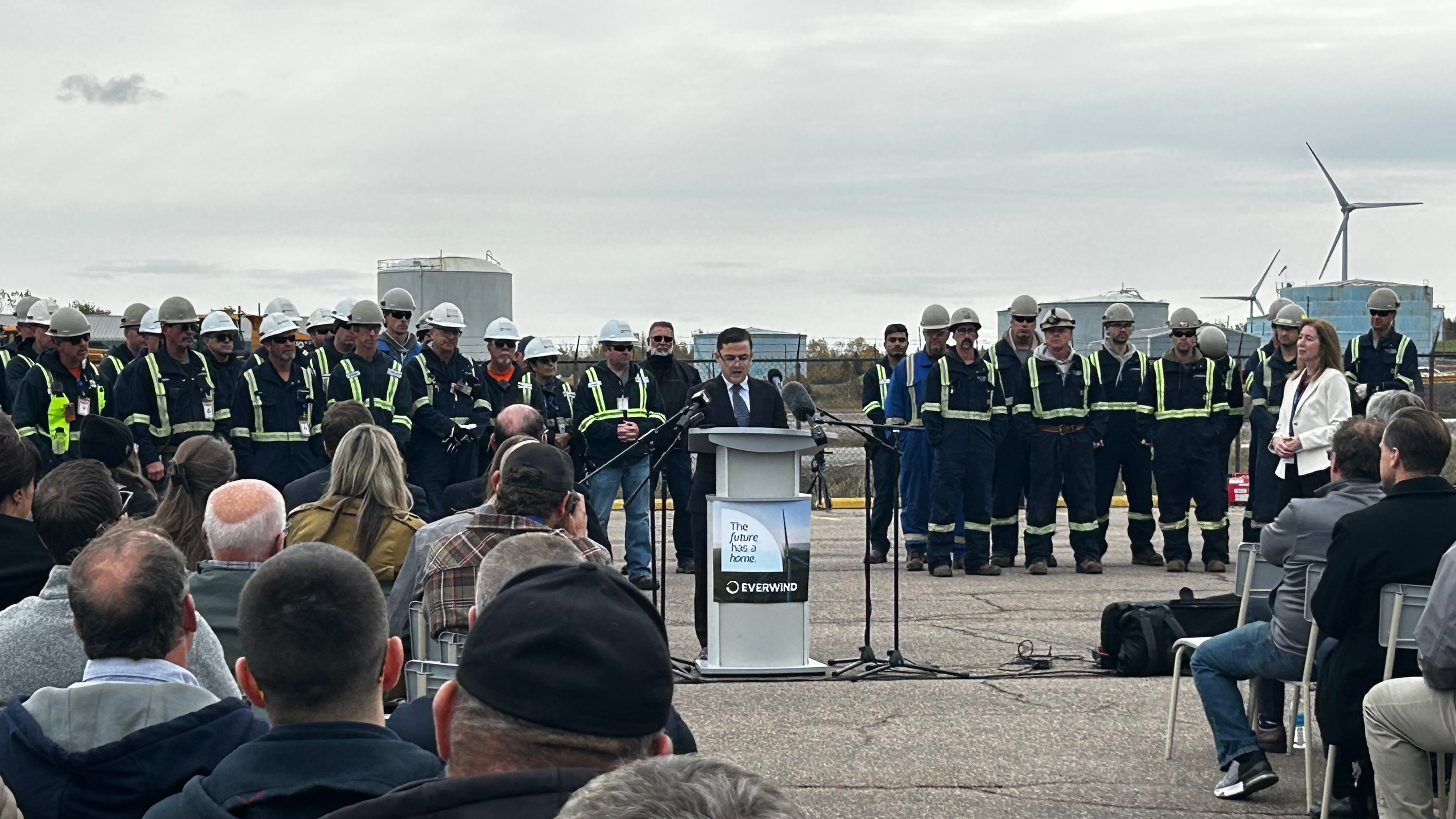EverWind CEO, Trent Vichie, is seen making the announcement in Port Tupper, N.S. (CTV/Ryan MacDonald)