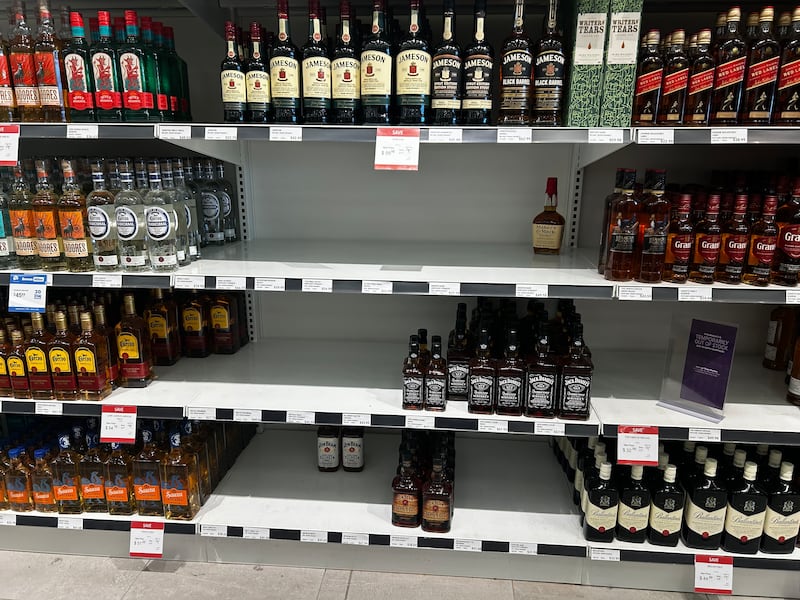 Shelves with American bourbon are pictured at NSLC in Dartmouth, N.S. (Jonathan MacInnis/CTV Atlantic)