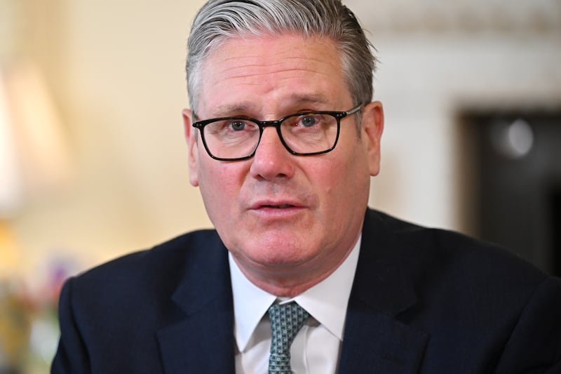 British Prime Minister Keir Starmer speaks as Starmer hosts social media industry leaders to discuss child safety online in London on April 16, 2026. (Leon Neal / Pool Photo via AP)