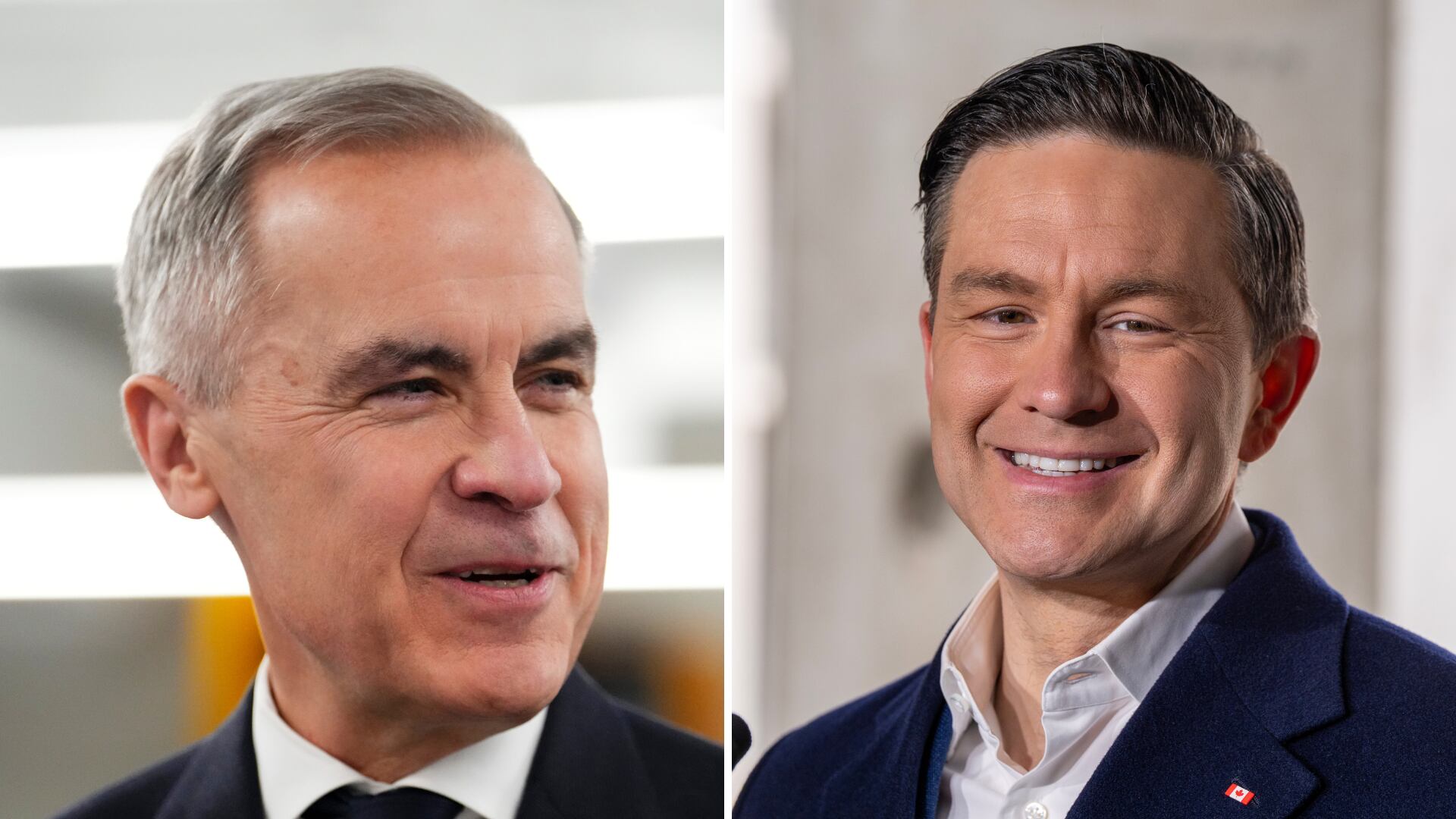 Liberal Leader Mark Carney and Conservative Leader Pierre Poilievre appear in this composite image. (The Canadian Press)