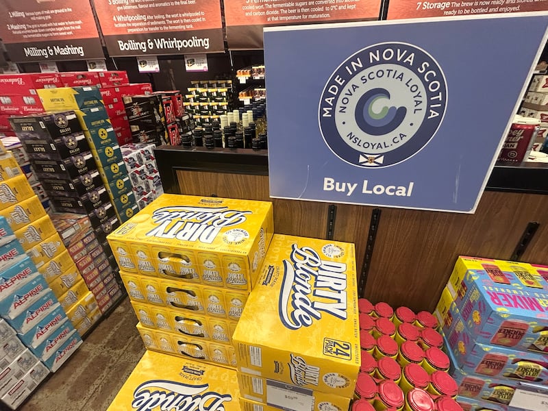 Nova Scotia alcohol products pictured inside an NSLC. (Jonathan MacInnis/CTV News Atlantic)