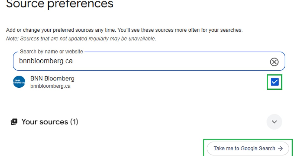 How to set BNN Bloomberg as your preferred source on Google