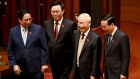 (L-R) Vietnam's Prime Minister Pham Minh Chinh, National Assembly Chairperson Vuong Dinh Hue, Communist Party general secretary Nguyen Phu Trong and President Vo Van Thuong in Hanoi. Photographer: Nhac Nguyen/AFP/Getty Images